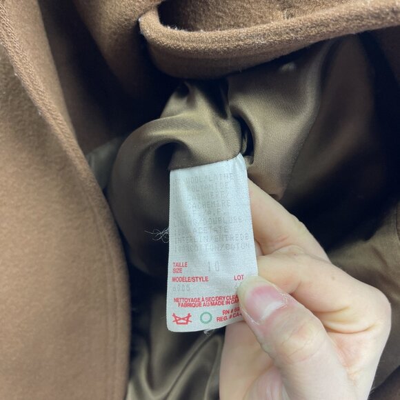 VTG Holt Renfrew Wool / Cashmere Dress Coat Mocha Brown Women Sz 10 Canada Made - Picture 11 of 13